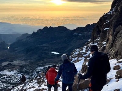 4 Days of Trekking Mount Kenya Through Sirimon – Chogoria — the Sirimon Route on the ascent.