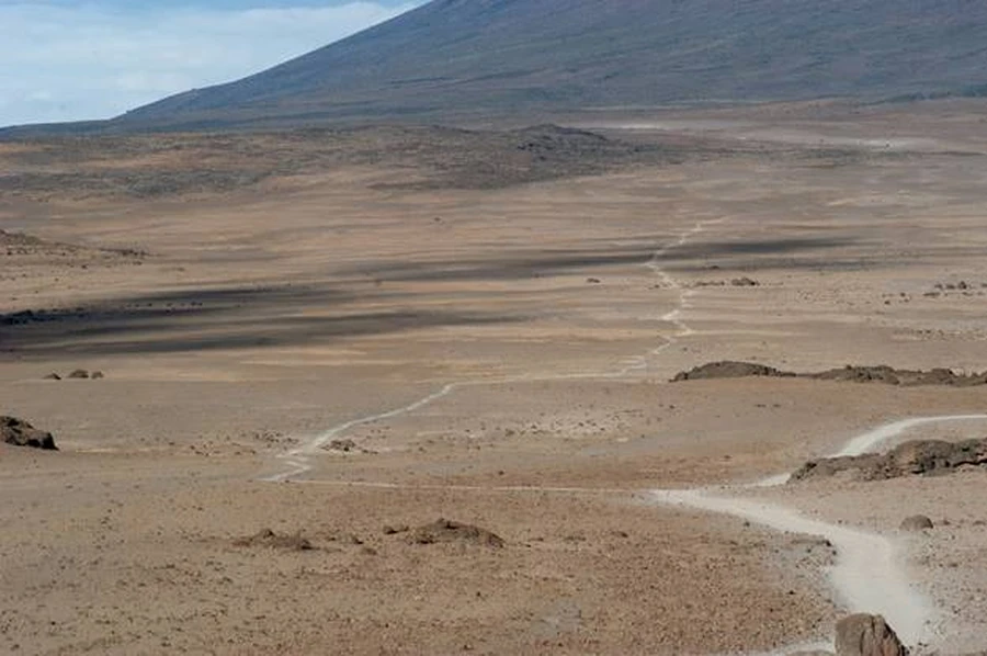 A long Mount Kilimanjaro trekking trail on the plateaus of the mountain. Used by hikers on tour