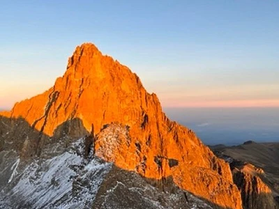 Mount Kenya technical climb Batian Chogoria Sirimon 7 Days — Batian peak via the Sirimon Route on the mountain.