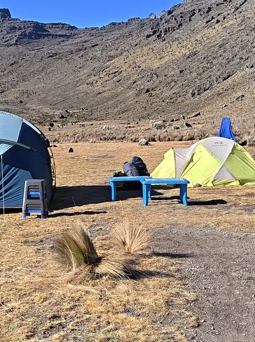 Mount Kenya camping site — camp on the trail.