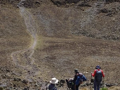 6 Days Burguret Chogoria Transverse — the Chogoria Route on Mount Kenya, on the trail.