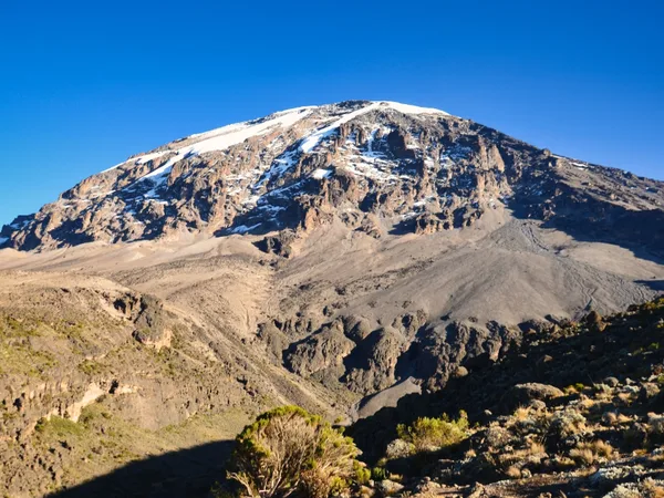 The Snowcapped Uhuru Peak of Kilimanjaro on a clear sunny day perfect for climbing Mount Kilimanjaro